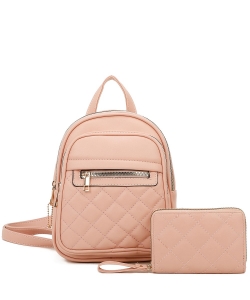 Quilted Classic Backpack Set LF458M2 PINK